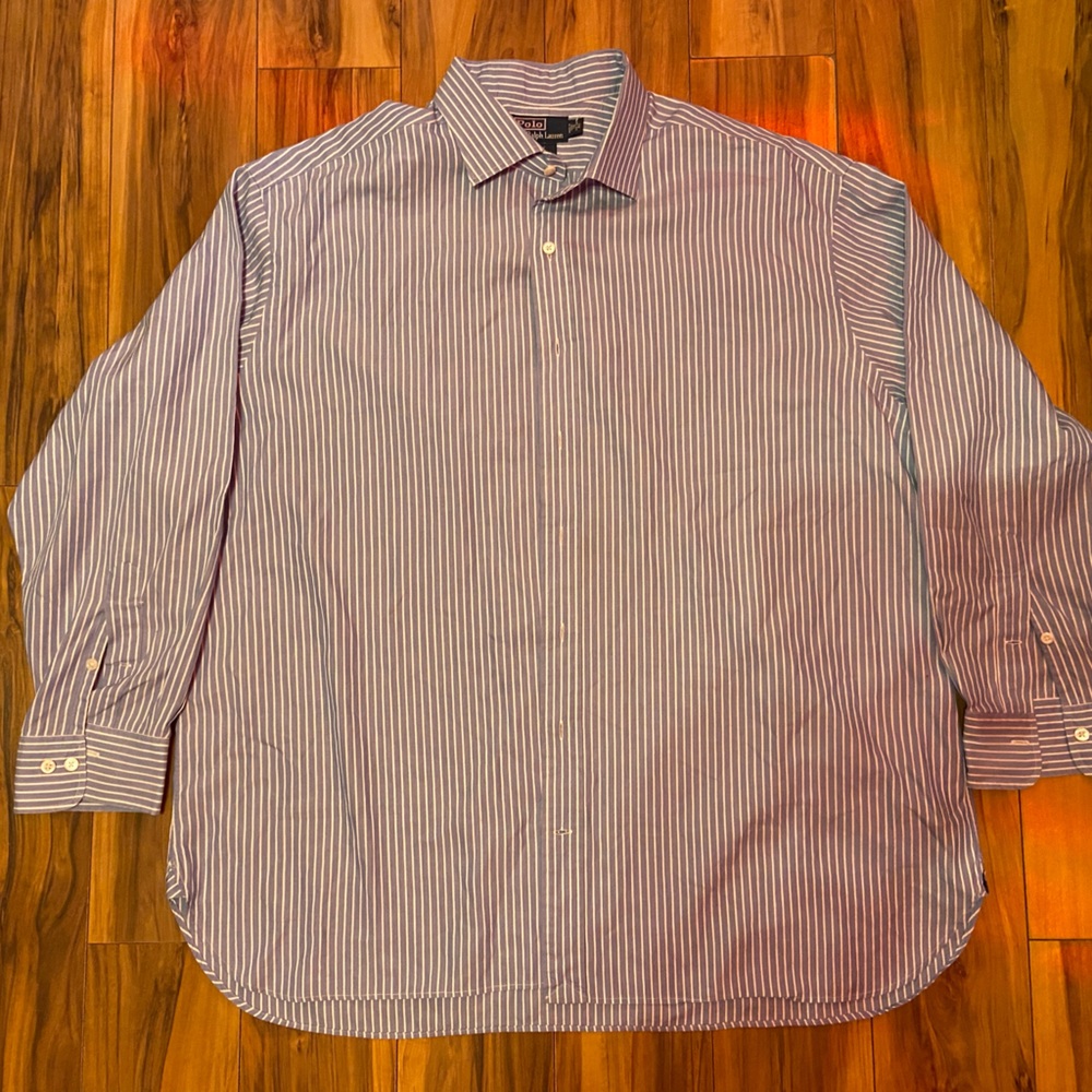 mens big & tall polo ralph lauren striped blue button up shirt